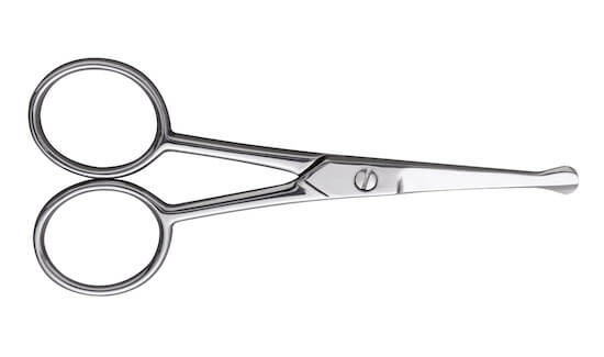 Rounded scissors for trimming nose and ear hair